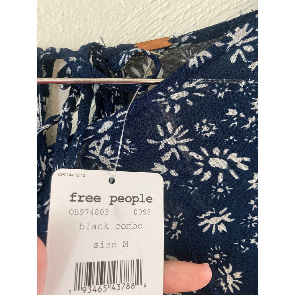 NWT Free People Wallflower Midi Maxi Dress Boho Navy Blue Floral Medium - Picture 11 of 11